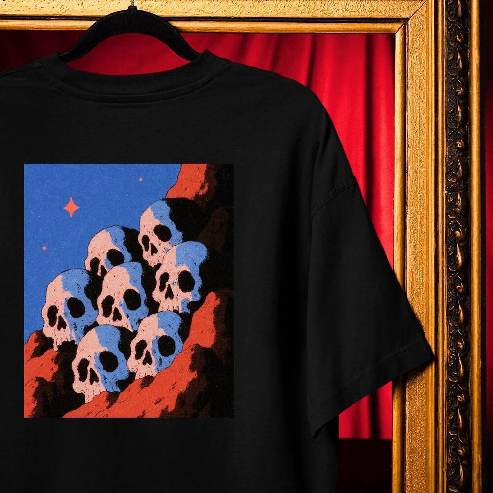 Skull Mountain Shirt, Desert Skull Graphic Tee, Gothic Western
